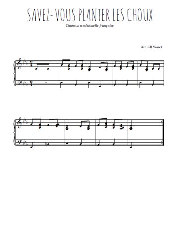 Téléchargez l'arrangement pour piano de la partition de Savez-vous planter les choux en PDF